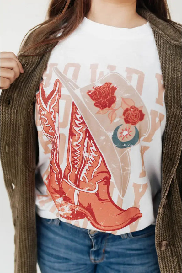 Howdy Cowboy Boots Tee | Cream