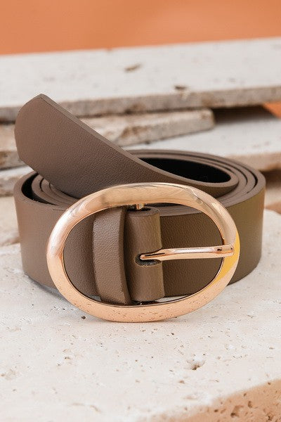 Oval Buckle Belt | Taupe