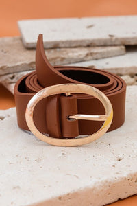 Oval Buckle Belt | Brown