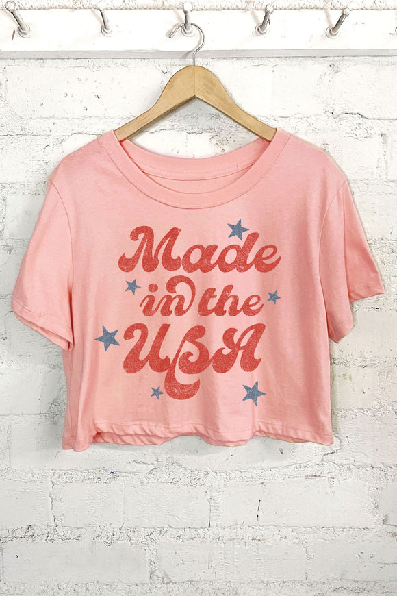 Made In The USA Short Crop Tee | Peach