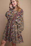 Leopard+Floral Mix Dress | Black