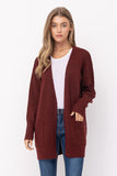 Open Front Mossy Cardigan | Burgundy