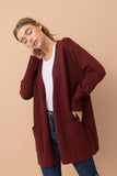 Open Front Mossy Cardigan | Burgundy