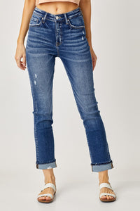 Risen Jeans | Mid Rise Cuffed Straight