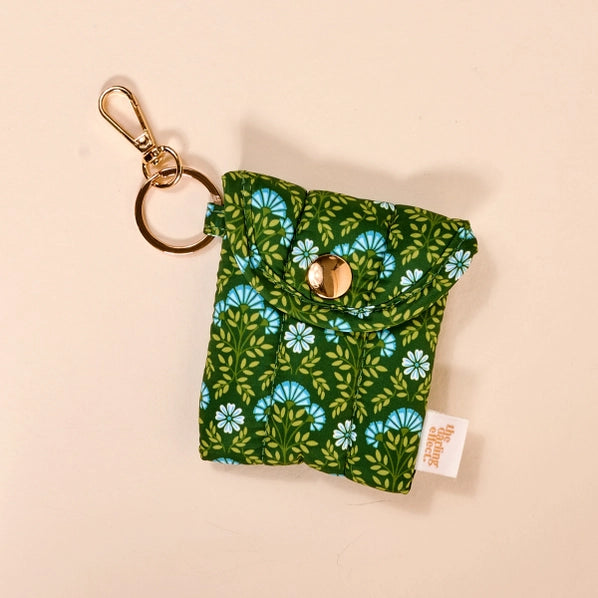Puffy Earbud Case Keychain | Everbloom Forest Green