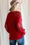 Sequin Contrast Holiday Top | Red