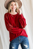 Sequin Contrast Holiday Top | Red