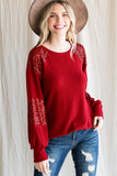 Sequin Contrast Holiday Top | Red