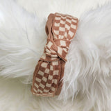 Checker Fabric Knot Headband | Nude