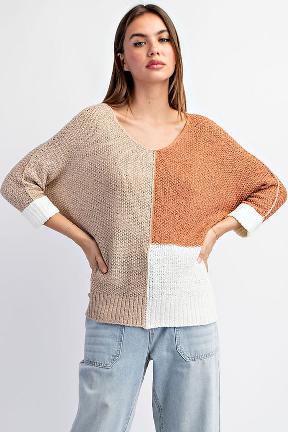 Colorblock Knit Sweater | Oatmeal