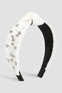 Crystal+Pearl Knot Headband | White
