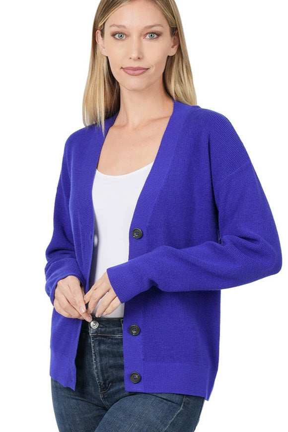 Button Down Sweater Cardigan | Royal Blue