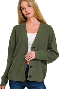 Button Down Sweater Cardigan | Olive