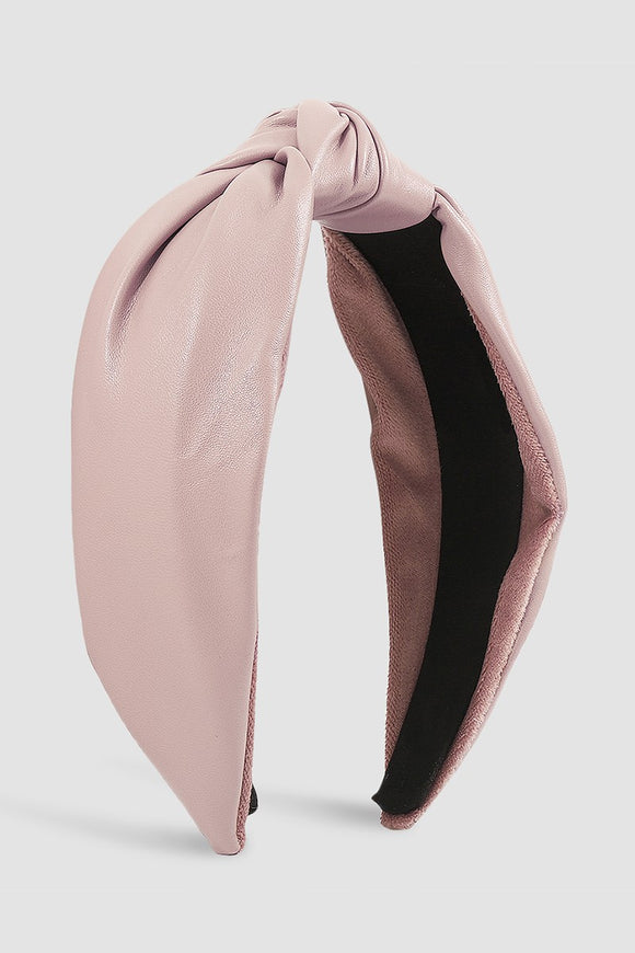 Vegan Leather Knot Headband | Dusty Pink