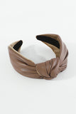 Vegan Leather Knot Headband | Brown