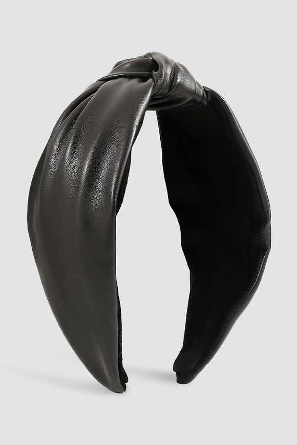 Vegan Leather Knot Headband | Black