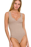 Microfiber Split Neck Bodysuit | Ash Mocha