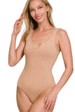Microfiber Split Neck Bodysuit | Brush