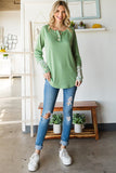 Leopard Long Sleeve Contrast Top | Green