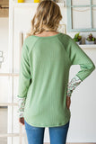 Leopard Long Sleeve Contrast Top | Green