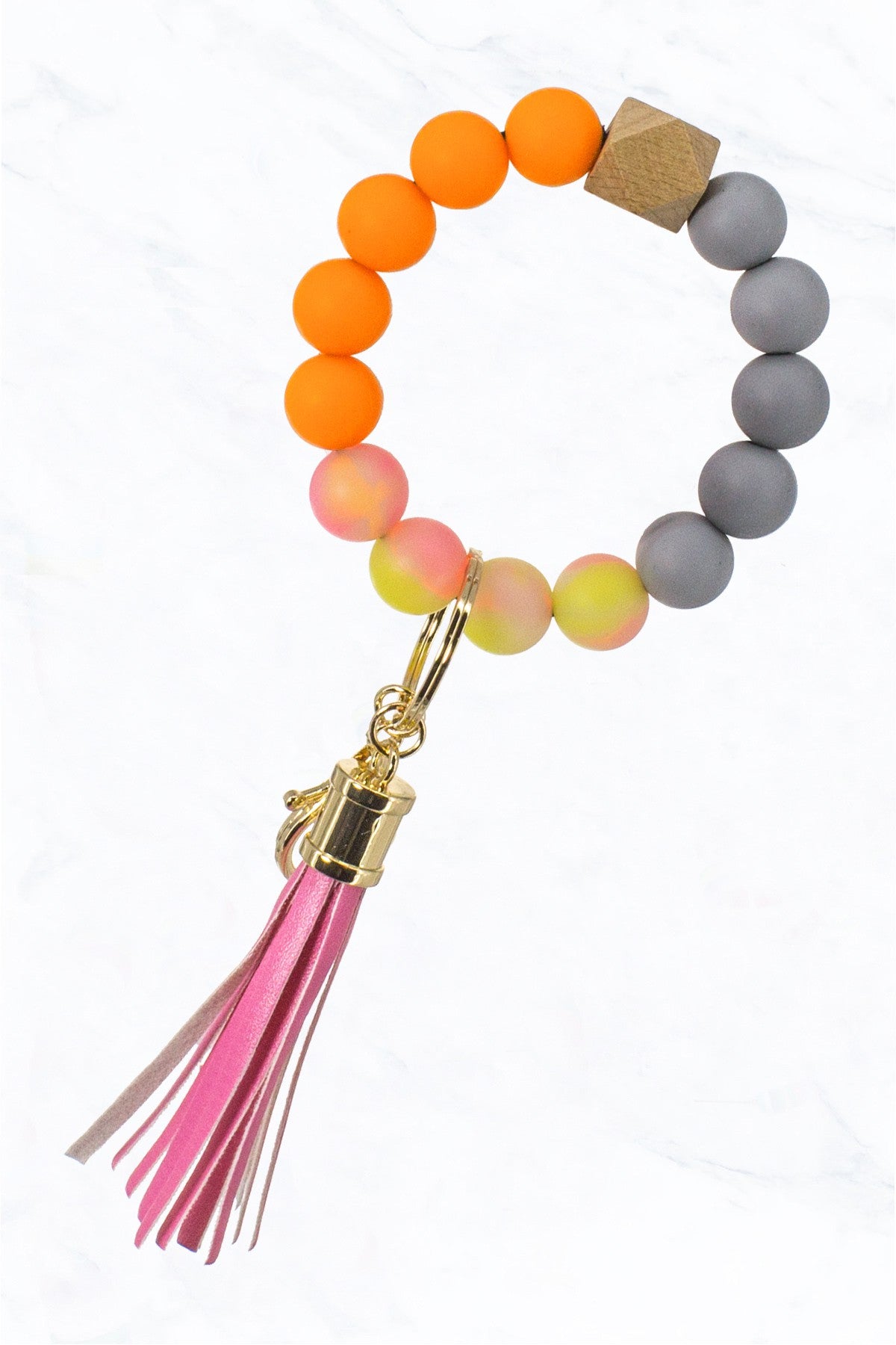 Silicone Stretch Keychain Bangle | Orange Tie Dye