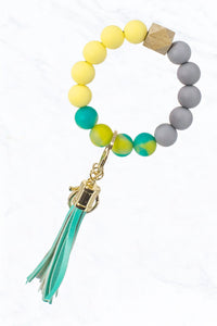 Silicone Stretch Keychain Bangle | Turquoise Tie Dye