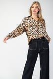 Leopard Button Front Top | Brown Mix