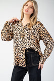 Leopard Button Front Top | Brown Mix