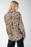 Leopard Button Front Top | Brown Mix