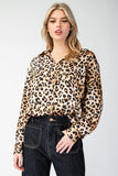 Leopard Button Front Top | Brown Mix