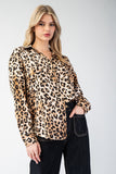 Leopard Button Front Top | Brown Mix