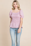 Ruched Ditsy Floral Smocked Top | Dusty Rose