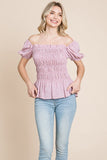 Ruched Ditsy Floral Smocked Top | Dusty Rose
