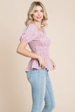 Ruched Ditsy Floral Smocked Top | Dusty Rose
