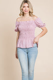 Ruched Ditsy Floral Smocked Top | Dusty Rose