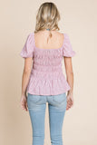 Ruched Ditsy Floral Smocked Top | Dusty Rose