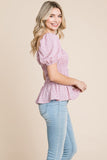 Ruched Ditsy Floral Smocked Top | Dusty Rose