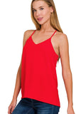 Woven Airflow Adjustable Strap Cami Top | Red