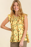 Sleeveless Satin Fruit Top | Lemon Mix
