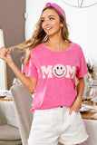 MOM Smiley Patch Mineral Wash Top | Pink