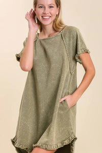 Hi/Low Denim Scoop Dress | Olive
