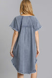 Hi/Low Denim Scoop Dress | Dark Wash