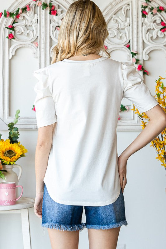 Solid Puff Sleeve Top | Ivory