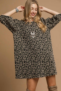 Leopard Jacquard Dress | Taupe Mix