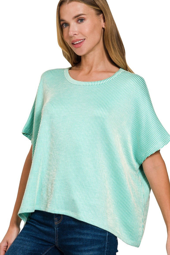 Ribbed Boxy Top | Mint