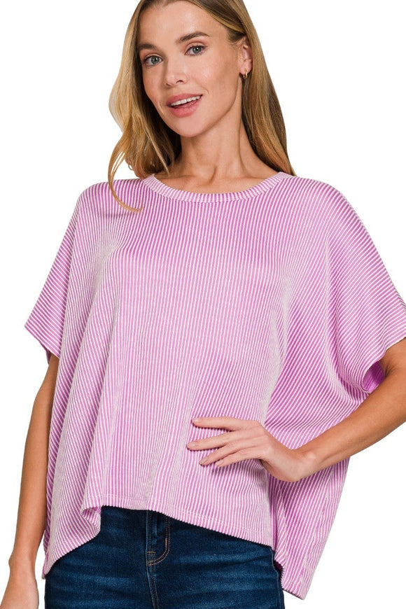 Ribbed Boxy Top | Mauve