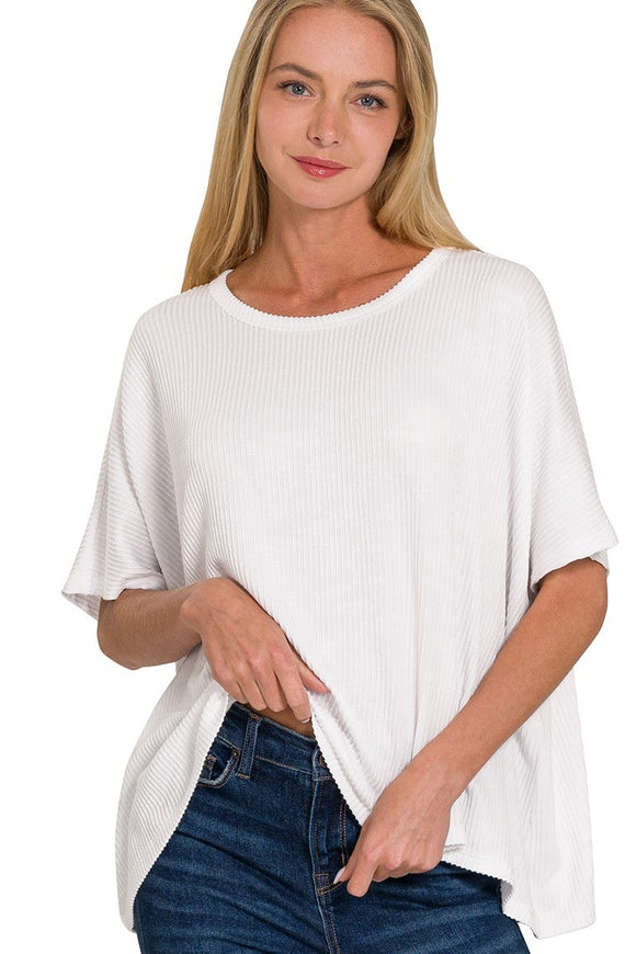 Ribbed Boxy Top | Off White