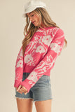 Floral Abstract Sweater | Raspberry Pink