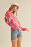 Floral Abstract Sweater | Raspberry Pink