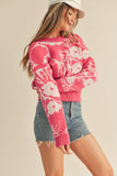 Floral Abstract Sweater | Raspberry Pink